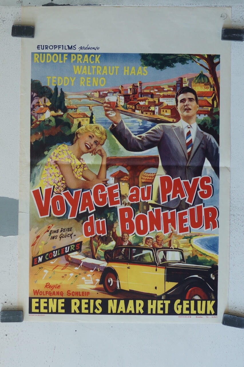 VOYAGE AU PAYS DU BONHEUR (BELGE), 1958 POSTER ORIGINAL 37 X 55 RUDOLF PRACK