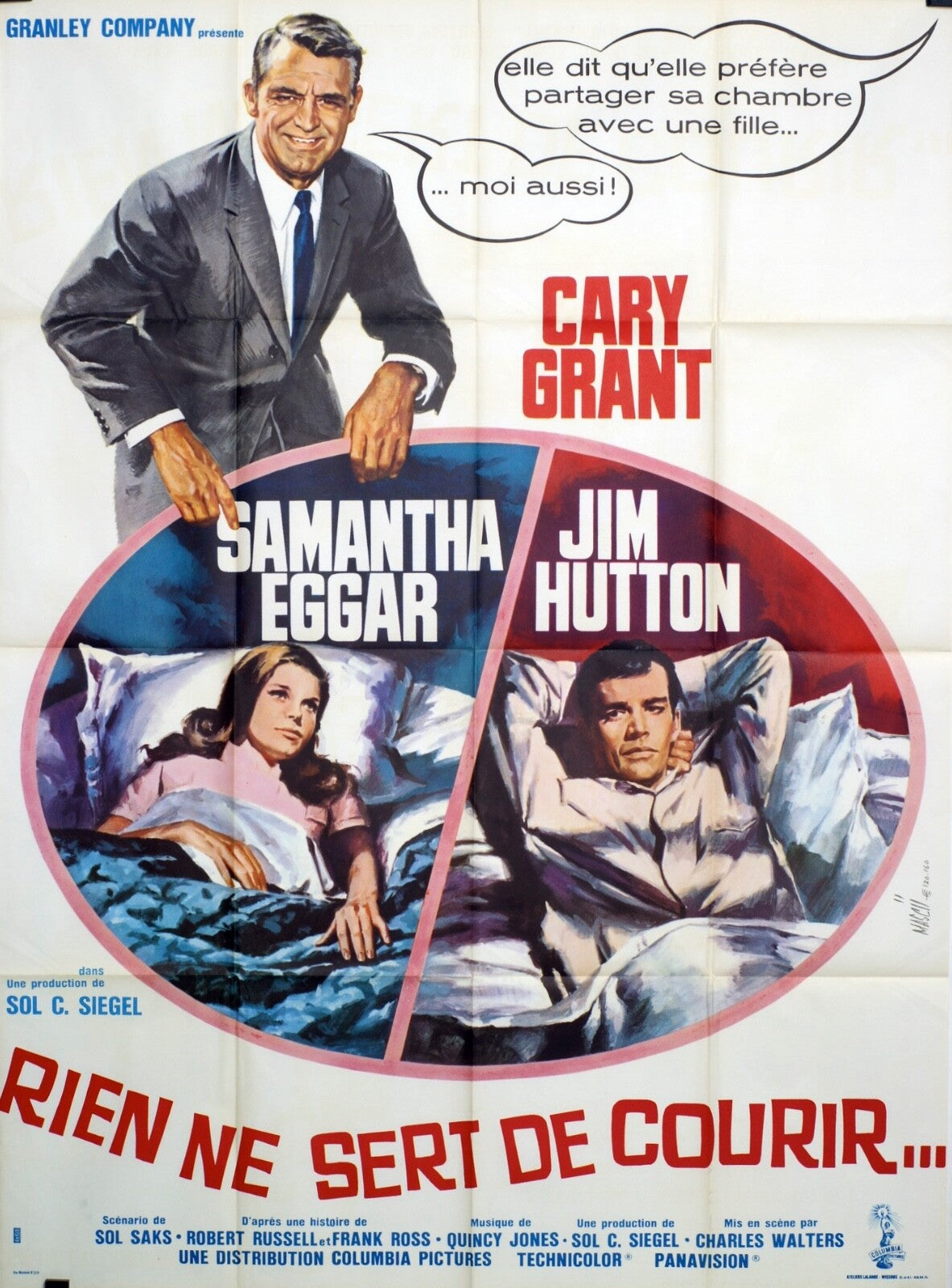 RIEN NE SERT DE COURIR MOVIE POSTER ORIGINAL 120x160  CARY GRANT