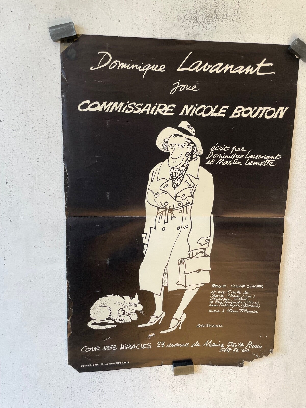 AFFICHE DE THÉÂTRE “COMMISSAIRE NICOLE BOUTON », DOMINIQUE LAVANA ORIGINAL 40x60