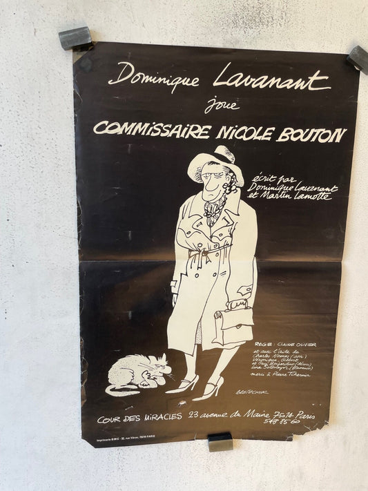 AFFICHE DE THÉÂTRE “COMMISSAIRE NICOLE BOUTON », DOMINIQUE LAVANA ORIGINAL 40x60