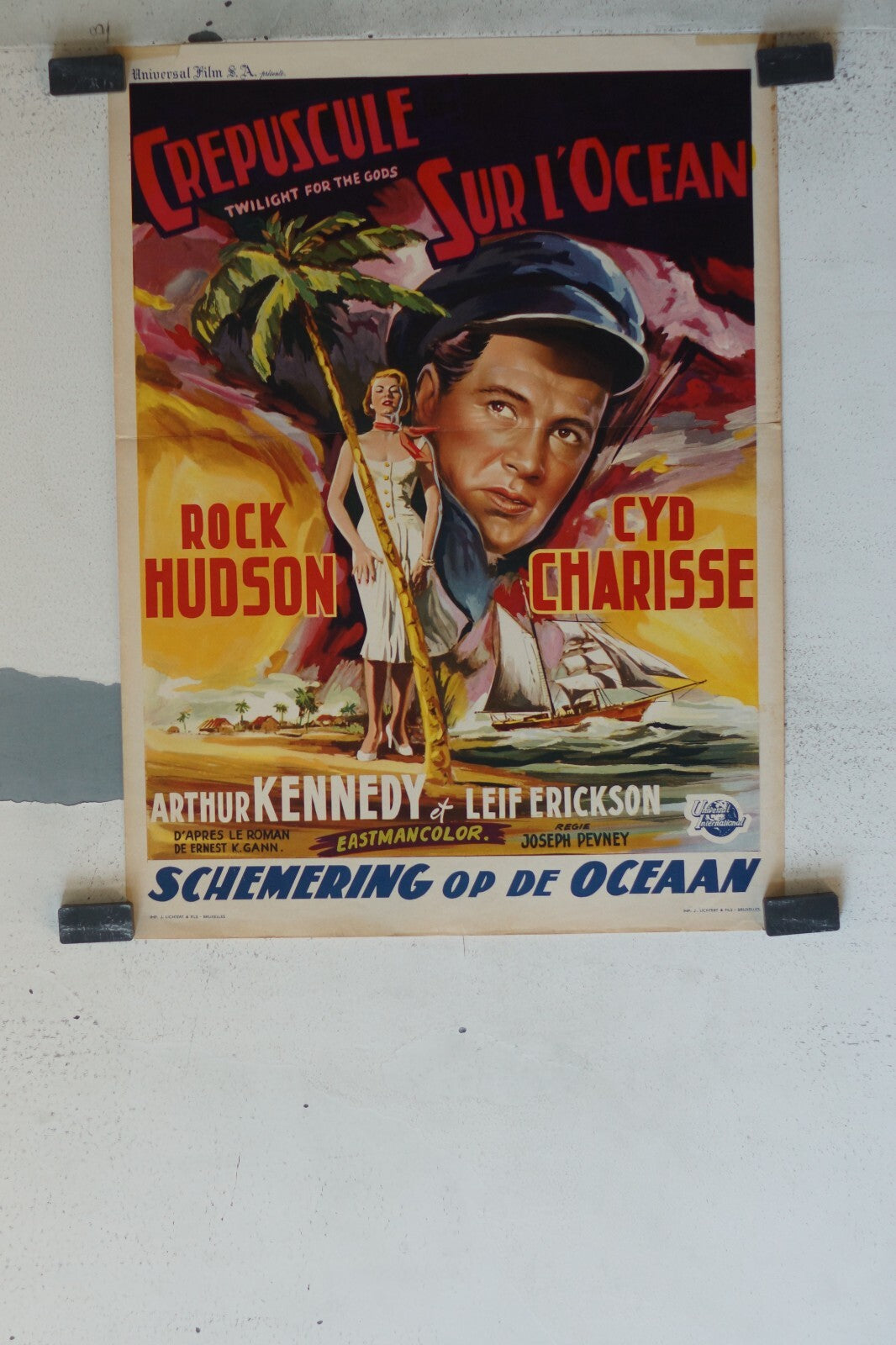 CREPUSCULE SUR L’OCEAN, BELGE MOVIE POSTER ORIGINAL 48X35 Rock Hudson 