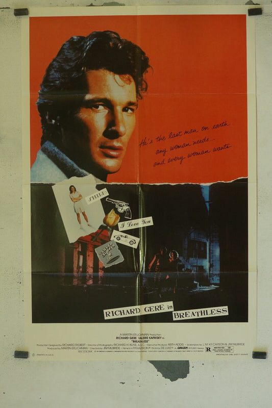 BREATHLESS MOVIE POSTER ORIGINAL 37X54 RICHARD GERE