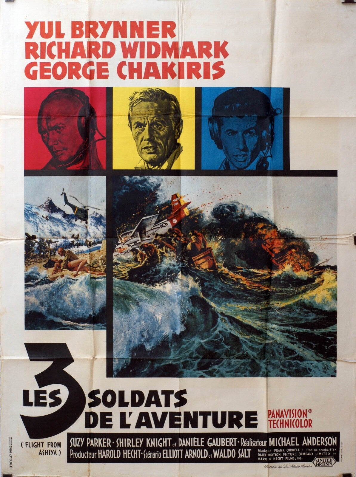 LES 3 SOLDATS DE L’AVENTURE MOVIE POSTER ORIGINAL 120x160 YUL BRYNNER