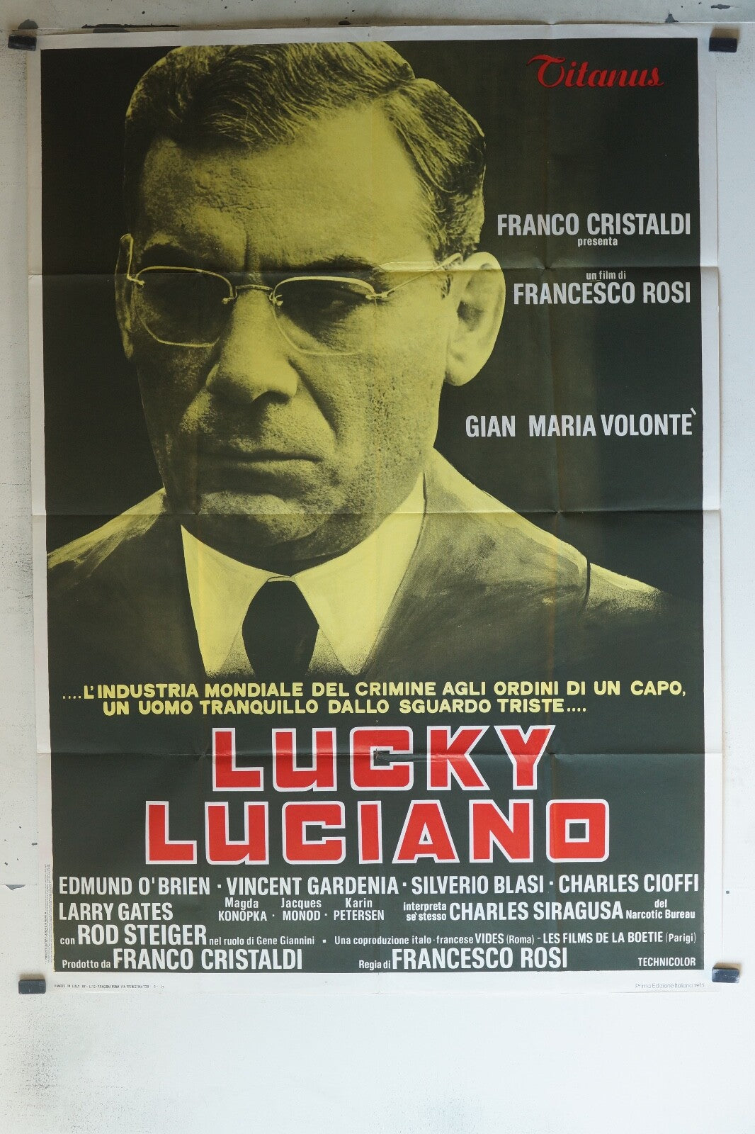 LUCKY LUCIANO POSTER ORIGINAL120x160 Gian Maria Volonte , Edmund O’Brien