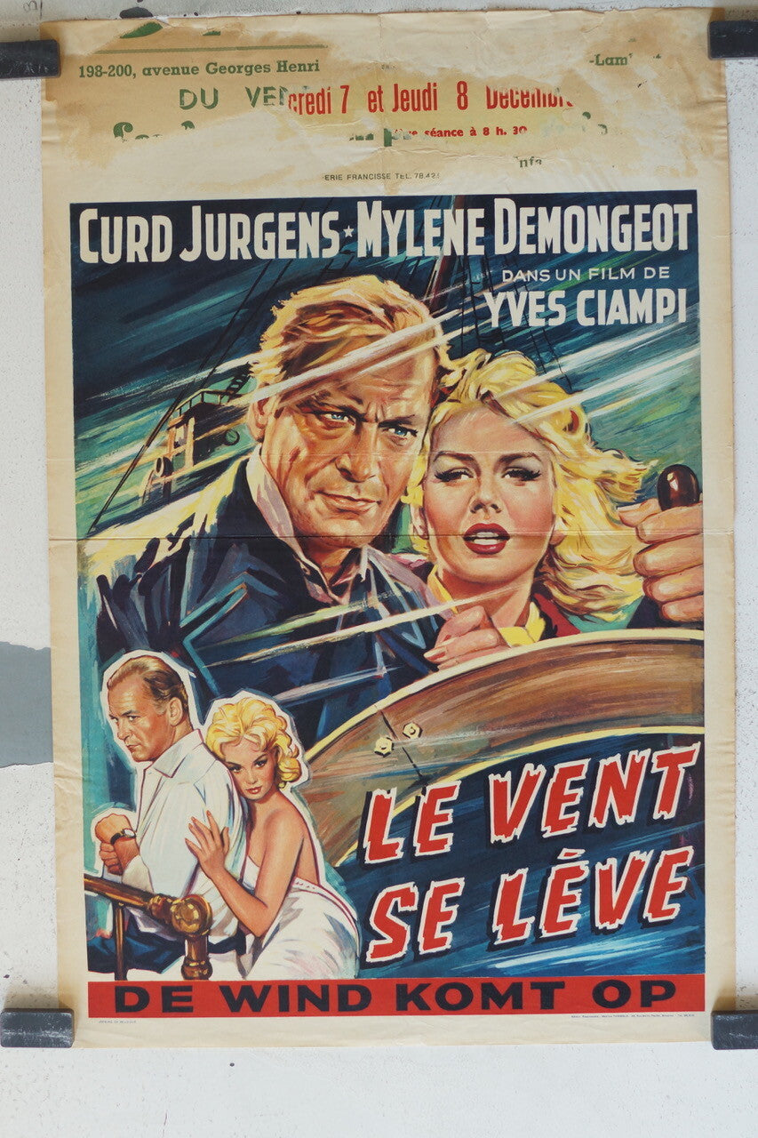 VENT SE LEVE (LE), BELGE MOVIE POSTER ORIGINAL 56x37 Curd Jurgens ,