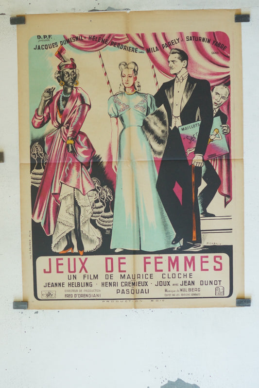 JEUX DE FEMMES MONDE MOVIE POSTER ORIGINAL (60X80) JEANNE HELBING – HENRI CRÉMIE