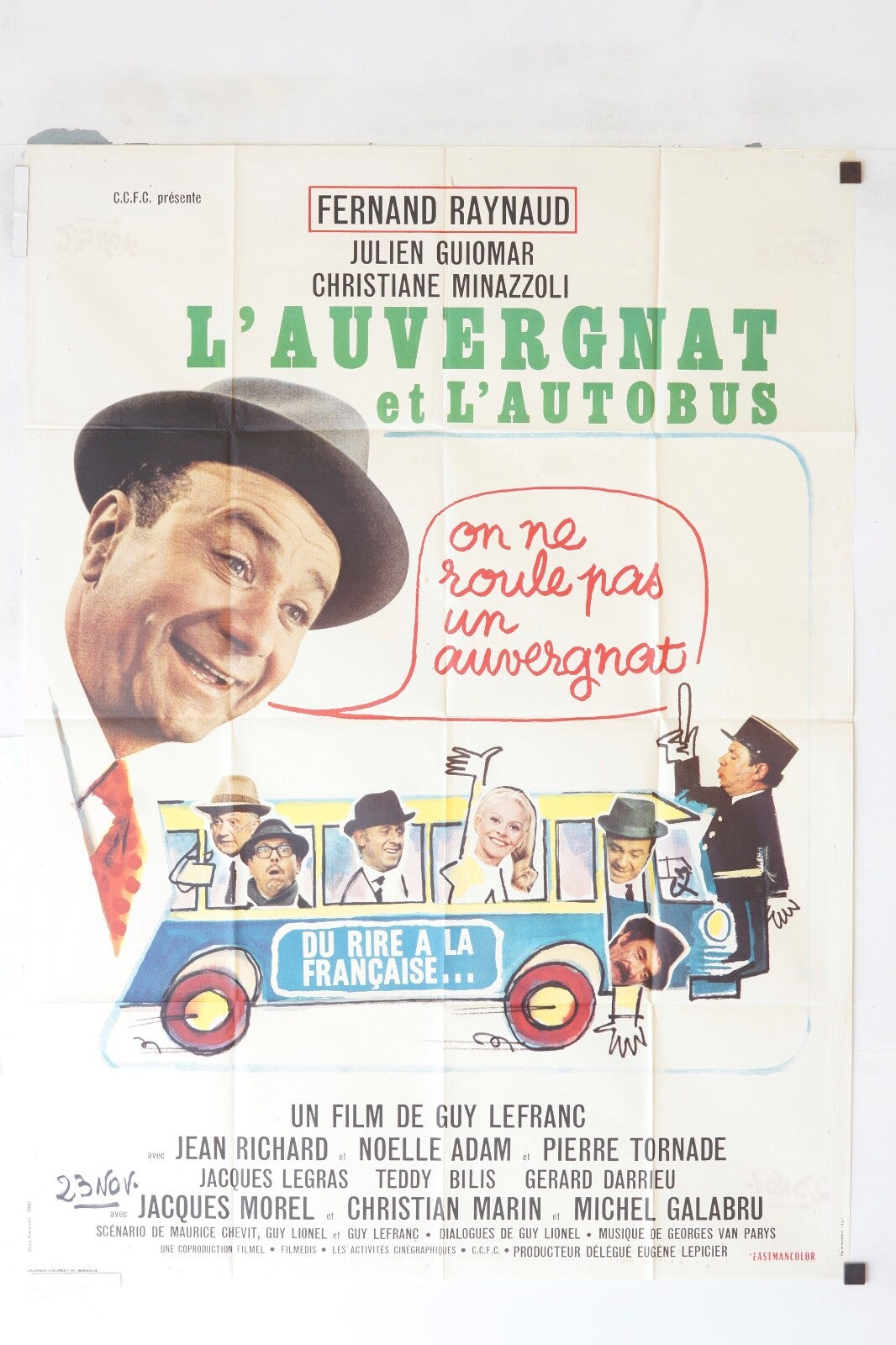 L’AUVERGNAT ET L’AUTOBUS MOVIE POSTER ORIGINAL 120x160 FERNAND RAYNAUD