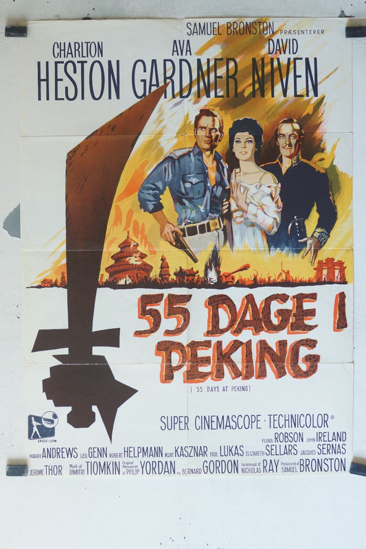 55 DAGE I PEKING MOVIE POSTER ORIGINAL (61X82) Charlton Heston , Ava Gardner