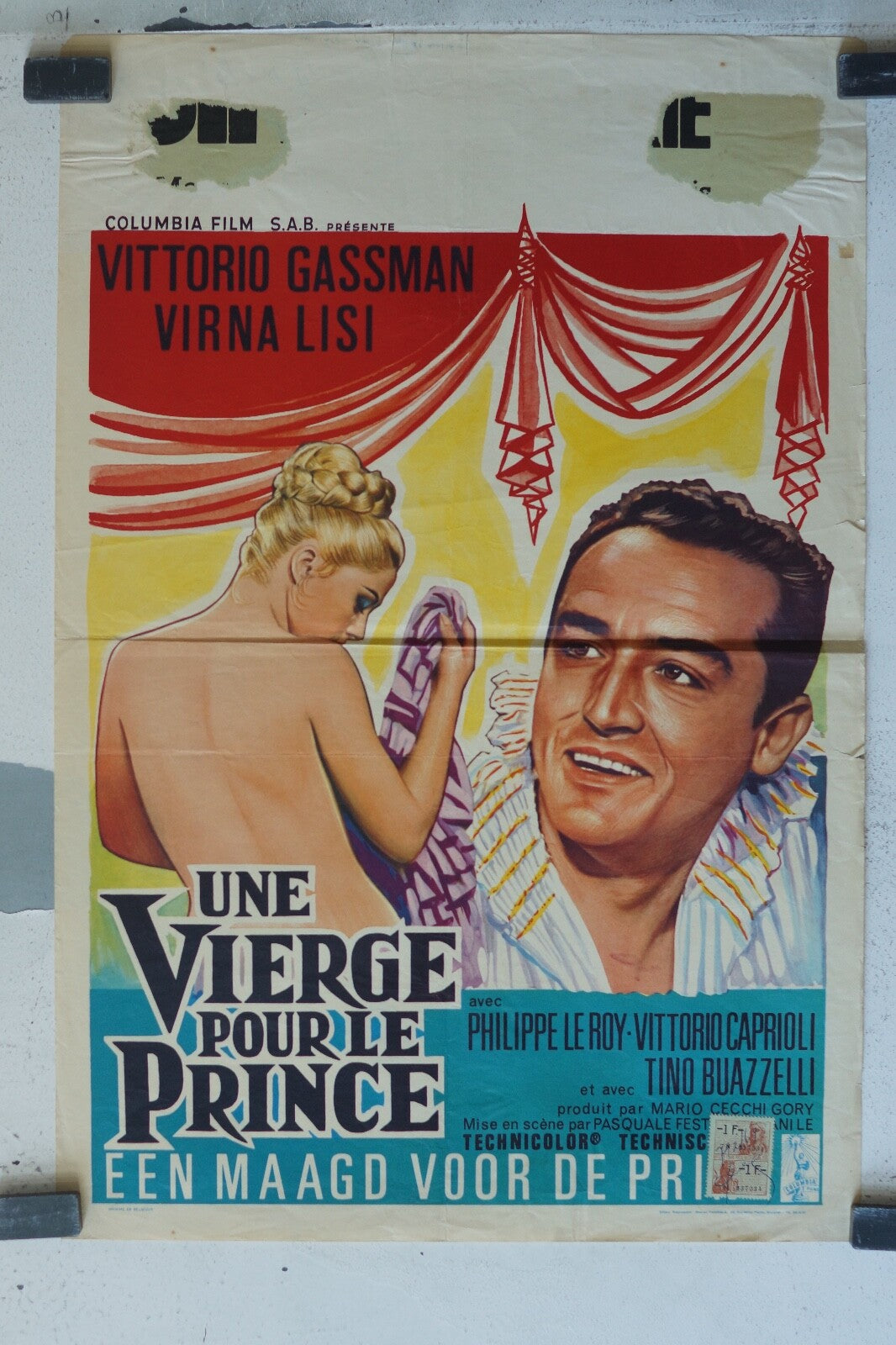 UNE VIERGE POUR LE PRINCE (BELGE) 1966 POSTER ORIGINAL 36 X 54 PHILIPPE LE ROY