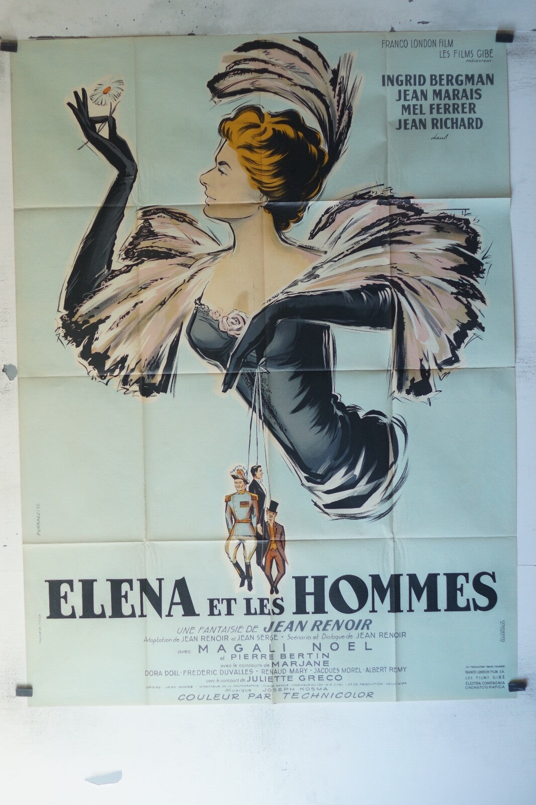 ELENA ET LES HOMMES MOVIE POSTER ORIGINAL 120x160 Ingrid Bergman , Jean Marais