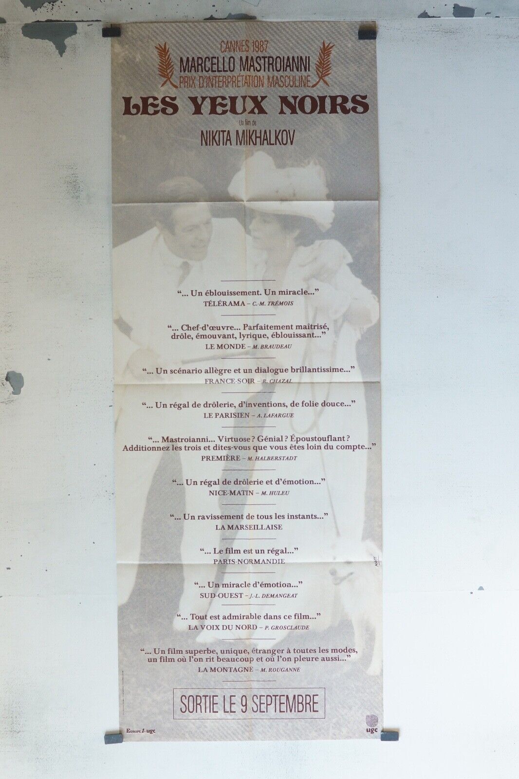 LES YEUX NOIRS MOVIE POSTER ORIGINAL 60x160 MARCELLO MASTROIANNI