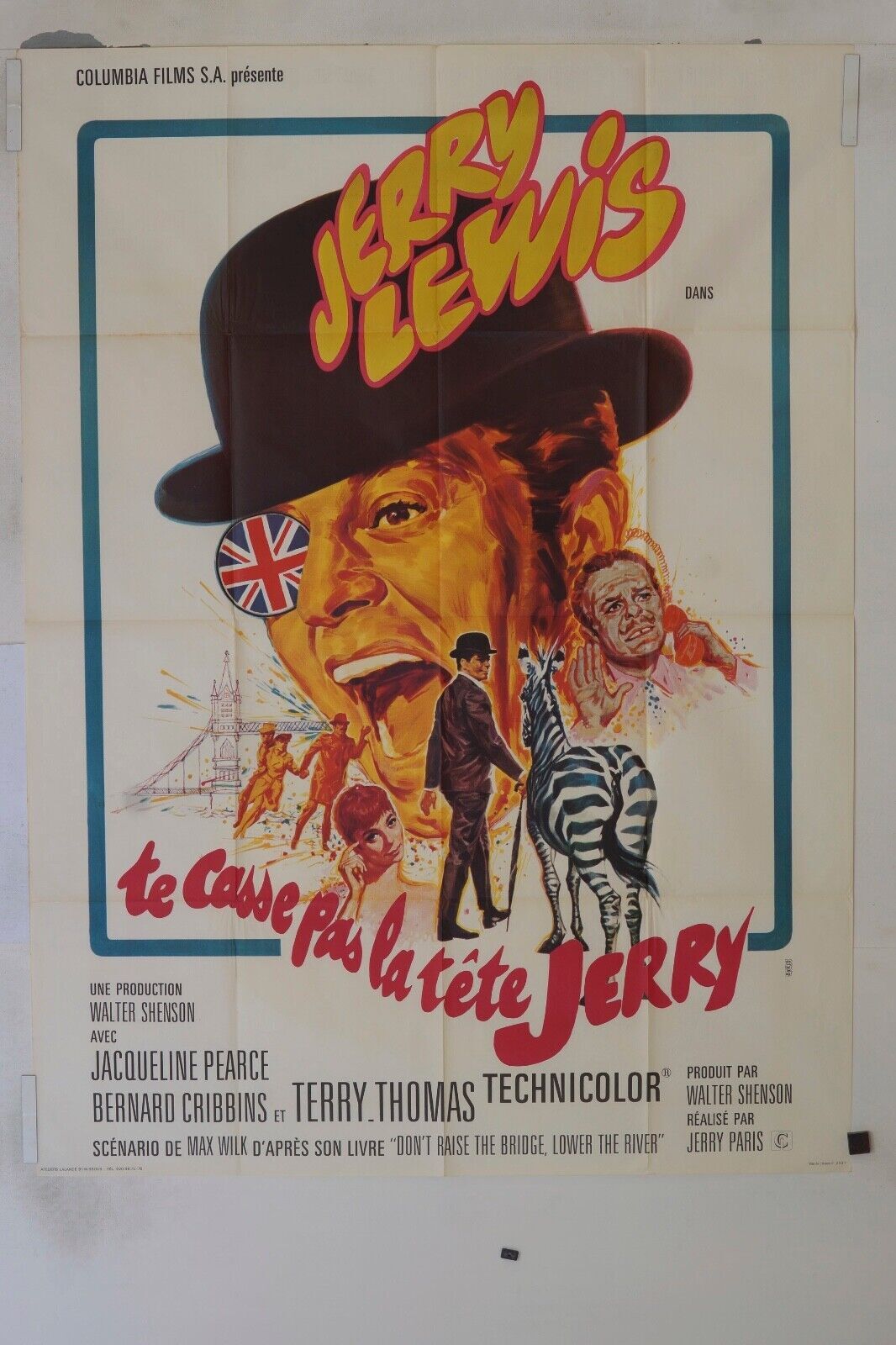 TE CASSE PAS LA TÊTE JERRY MOVIE POSTER ORIGINAL 120x160 JERRY LEWIS