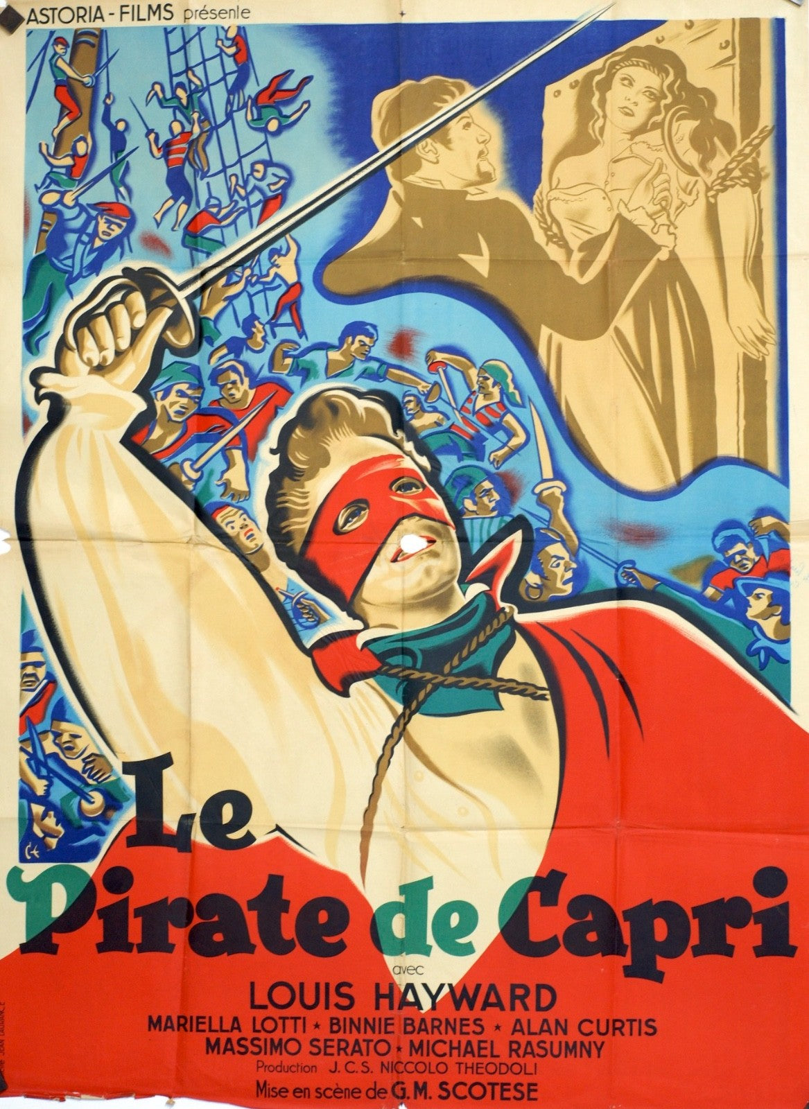 LE PIRATE DE CAPRI LOUIS HAYWARD ORIGINAL POSTER ORIGINAL 120x160