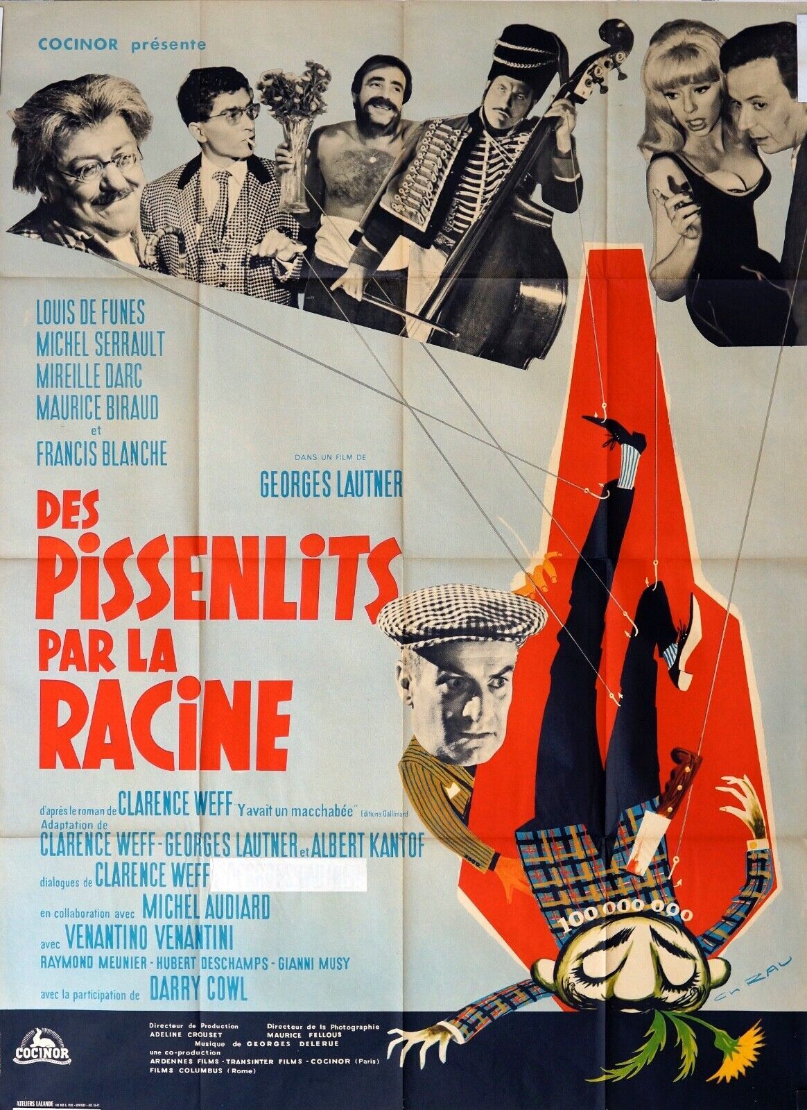 DES PISSENLITS PAR LA RACINE MOVIE POSTER ORIGINAL 120X160 LOUIS DE FUNES
