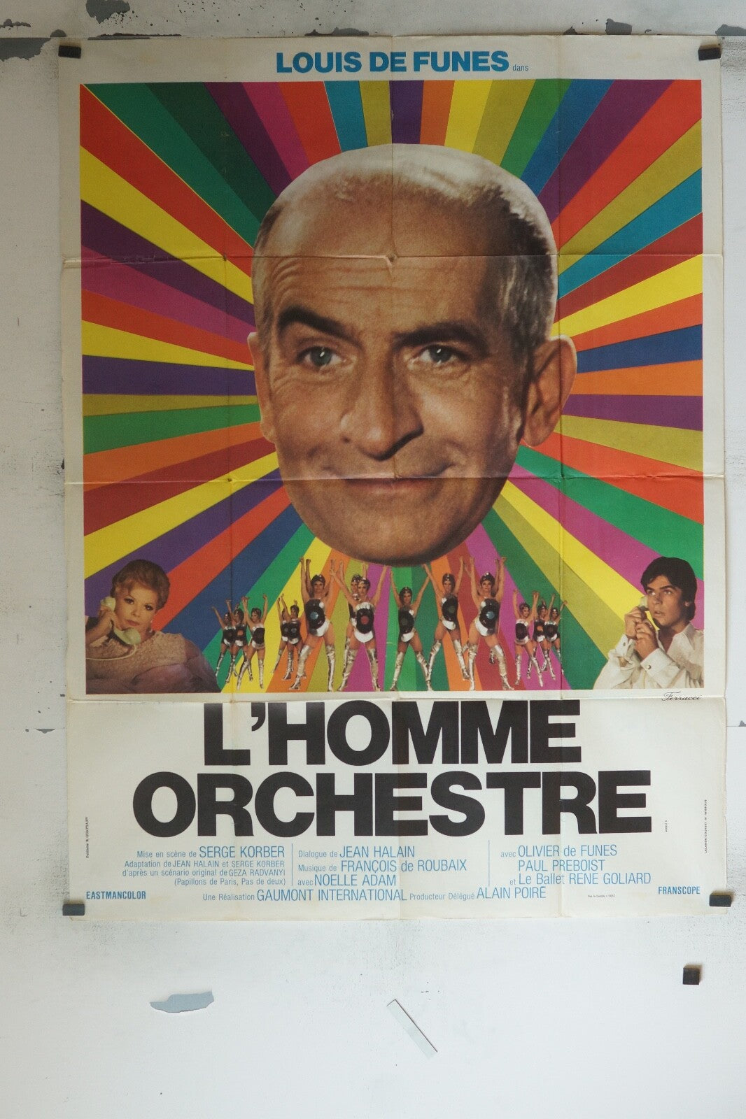 L’HOMME ORCHESTRE MOVIE POSTER ORIGINAL 120x160 LOUIS DE FUNES