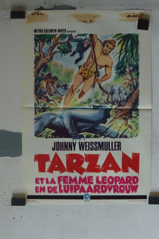 TARZAN ORIGINAL MOVIE POSTER 55X37 JOHNNY WEISSMULLER