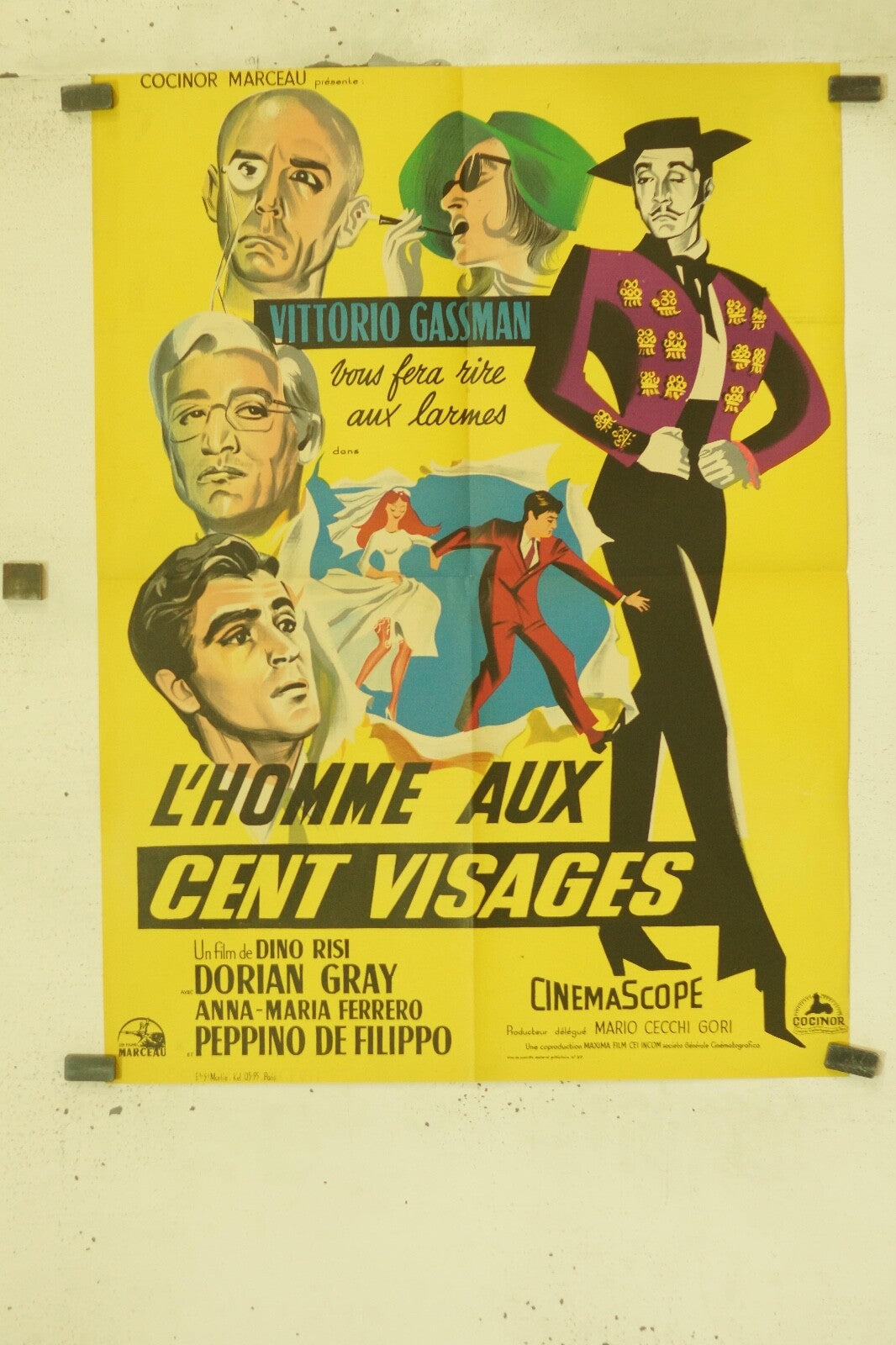 L’HOMME AUX CENT VISAGES MOVIE POSTER ORIGINAL (60X80) VITTORIO GASSMAN