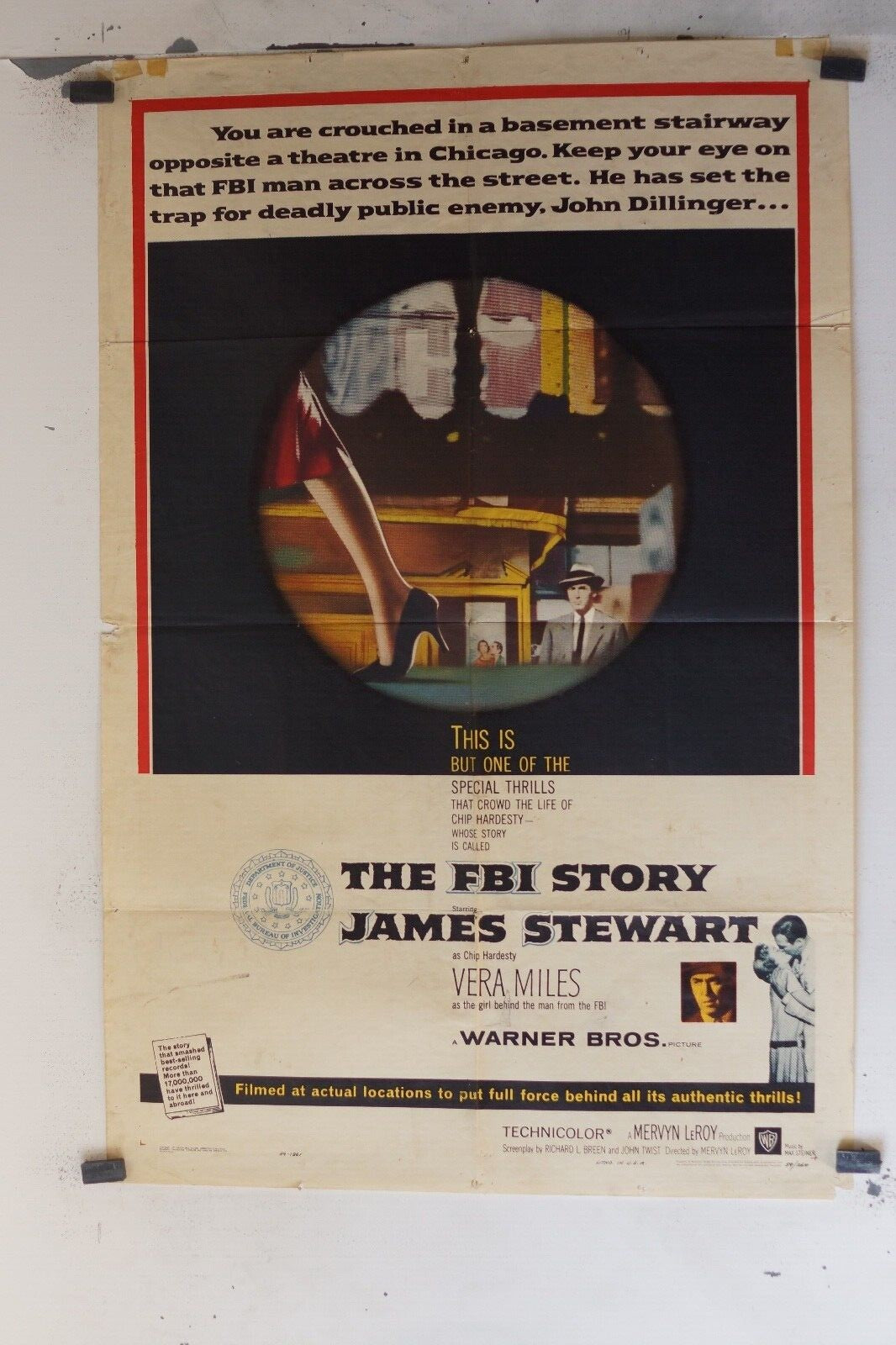 THE FBI STORY ORIGINAL MOVIE POSTER ORIGINAL 69x103, Mervyn LeRoy, James Stewart