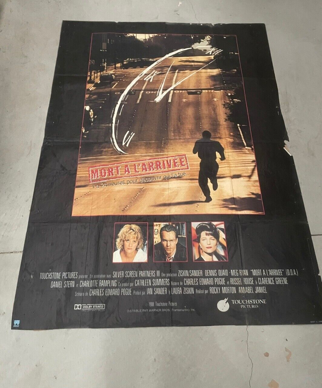 MORT A L'ARRIVÉE,  MOVIE POSTER ORIGINAL SUR KRAFT 120X160