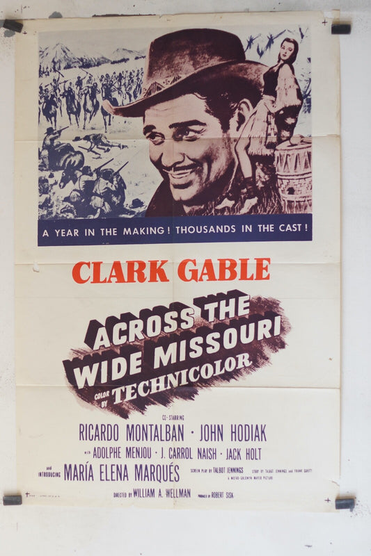ACROSS THE WIDE MISSOURI (1951) ORIGINAL MOVIE POSTER CLARK GABLE – RICARDO