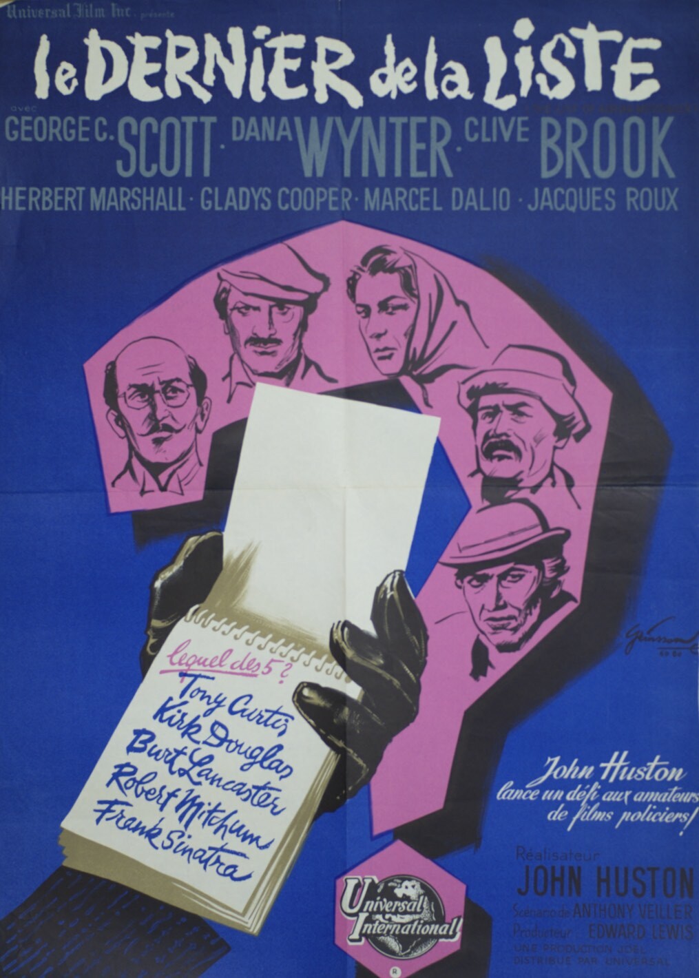 LE DERNIER DE LA LISTE Original Poster/ The List of Adrian Messenger