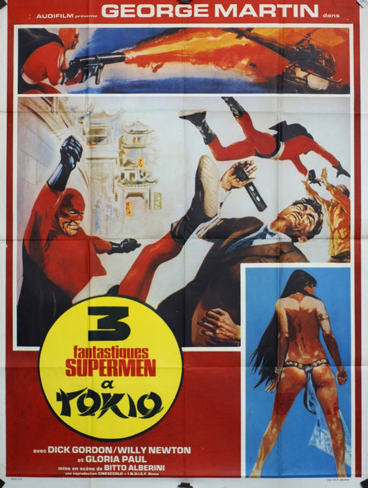 3 FANTASTIQUES SUPERMEN A TOKIO DICK GORDON POSTER ORIGINAL 120x160