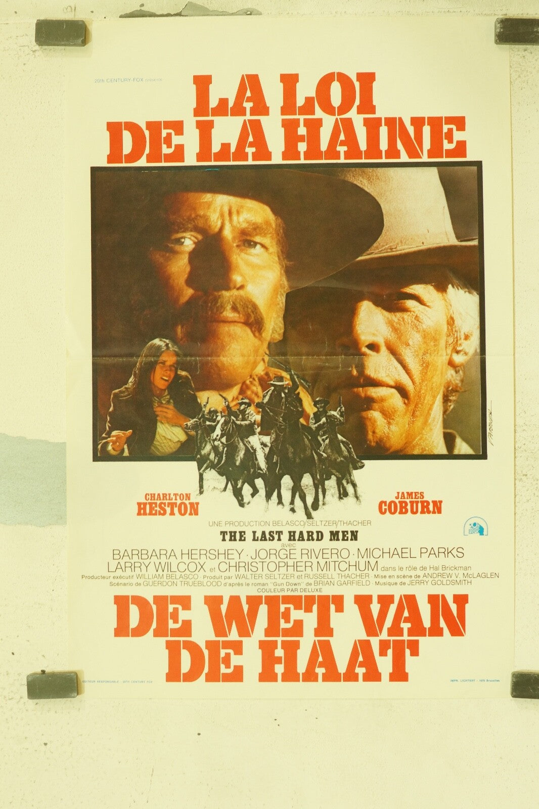 LA LOI DE LA HAINE (BELGIAN POSTER) ORIGINAL 36x54 CHARLTON HESTON – JAMES
