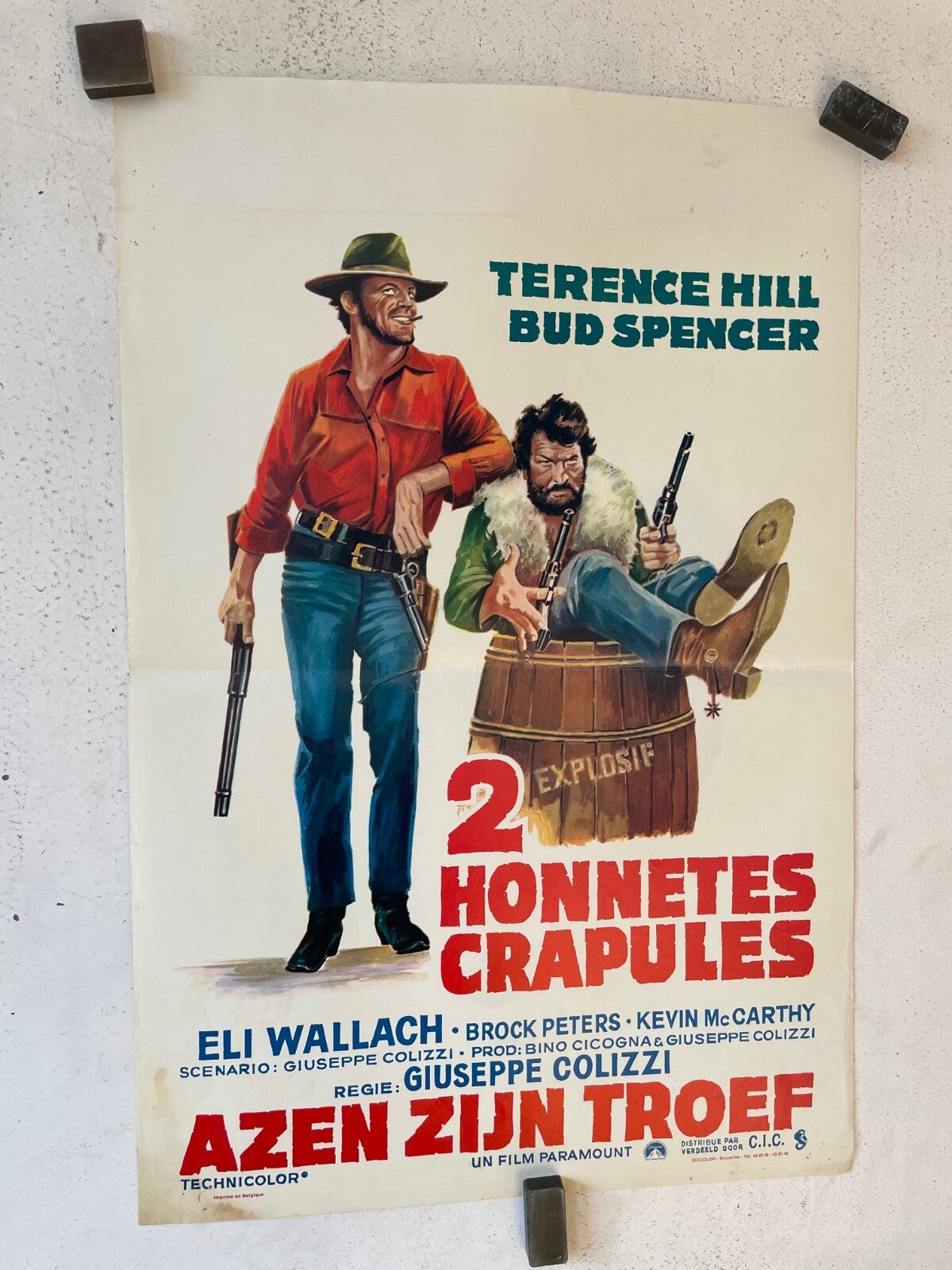 2 HONNÊTES CRAPULES, BELGIAN MOVIE POSTER 36x55 ELI WALLACH -BROCK PETERS