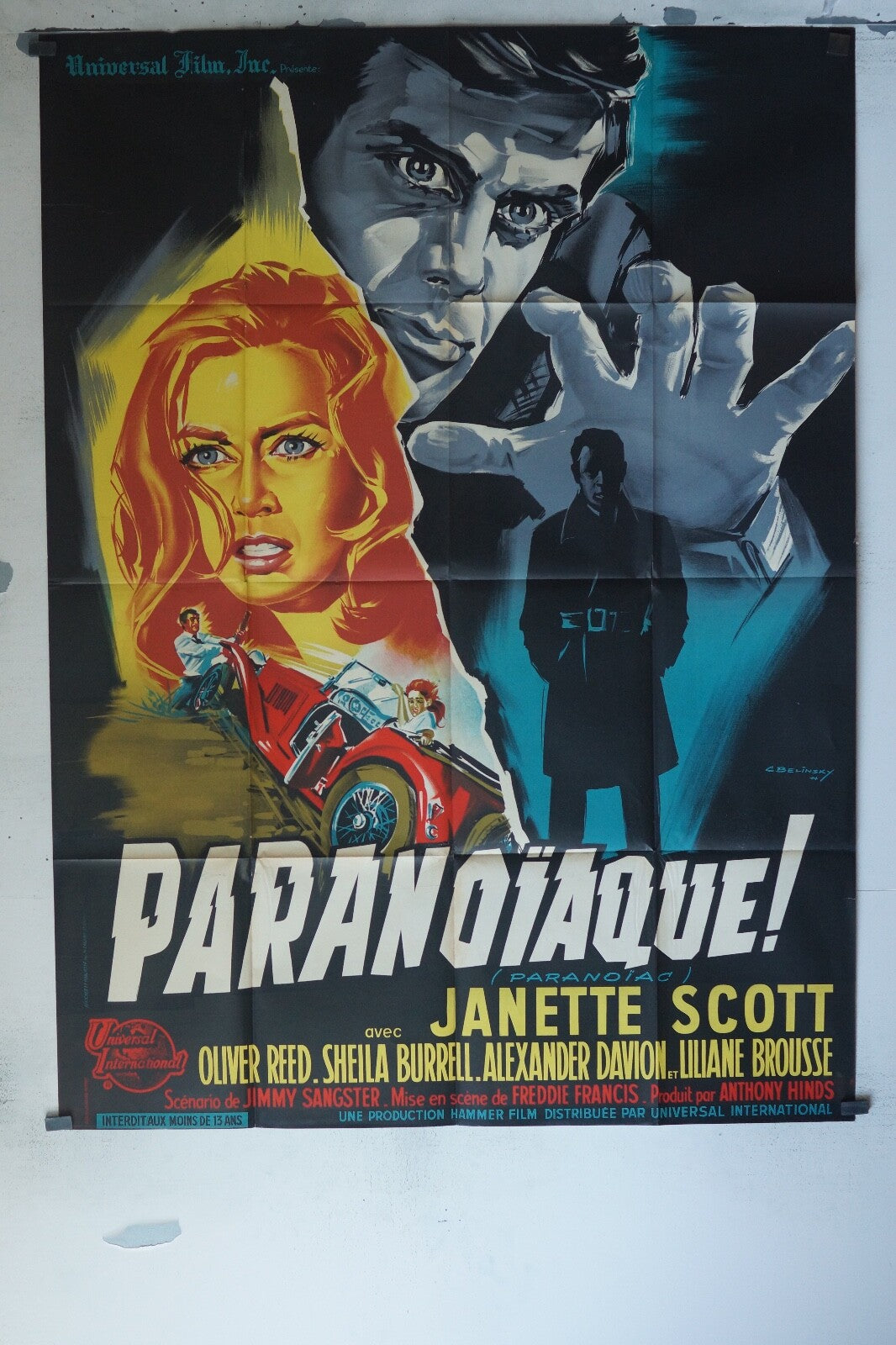 PARANOÏAQUE MOVIE POSTER ORIGINAL 120x160 JANETTE SCOTT