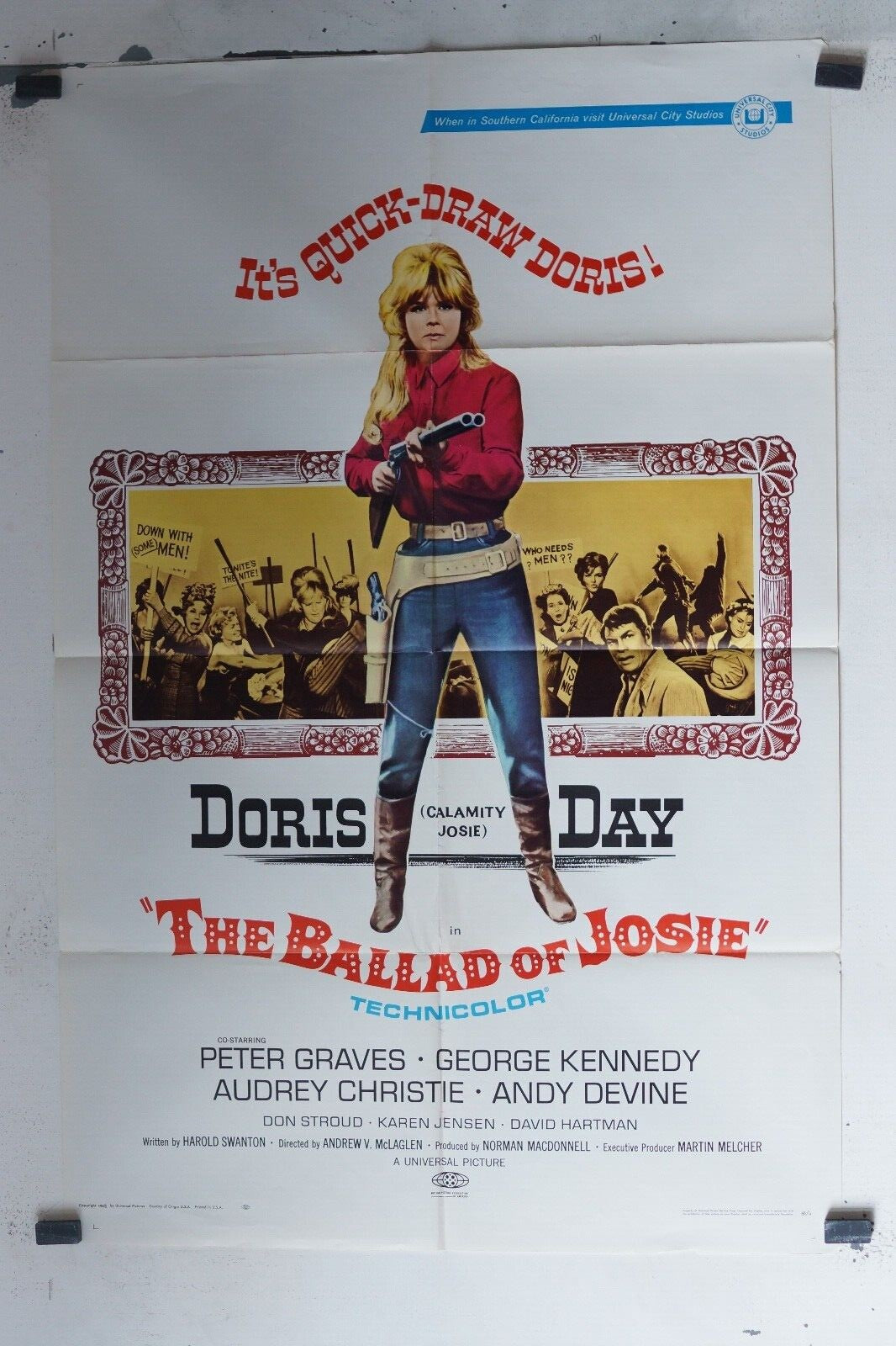 THE BALLAD OF JOSIE MOVIE POSTER ORIGINAL 69x103, Doris Day, Andrew V. McLaglen 