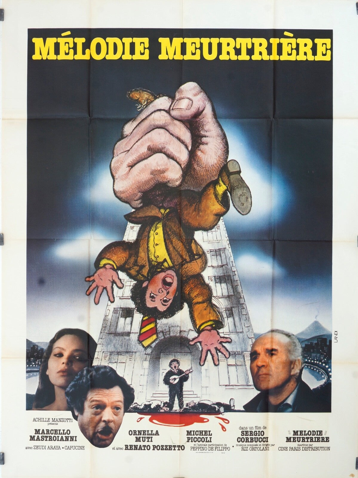 MÉLODIE MEURTRIÈRE MOVIE POSTER ORIGINAL 120x160 MARCELLO MASTROIANNI