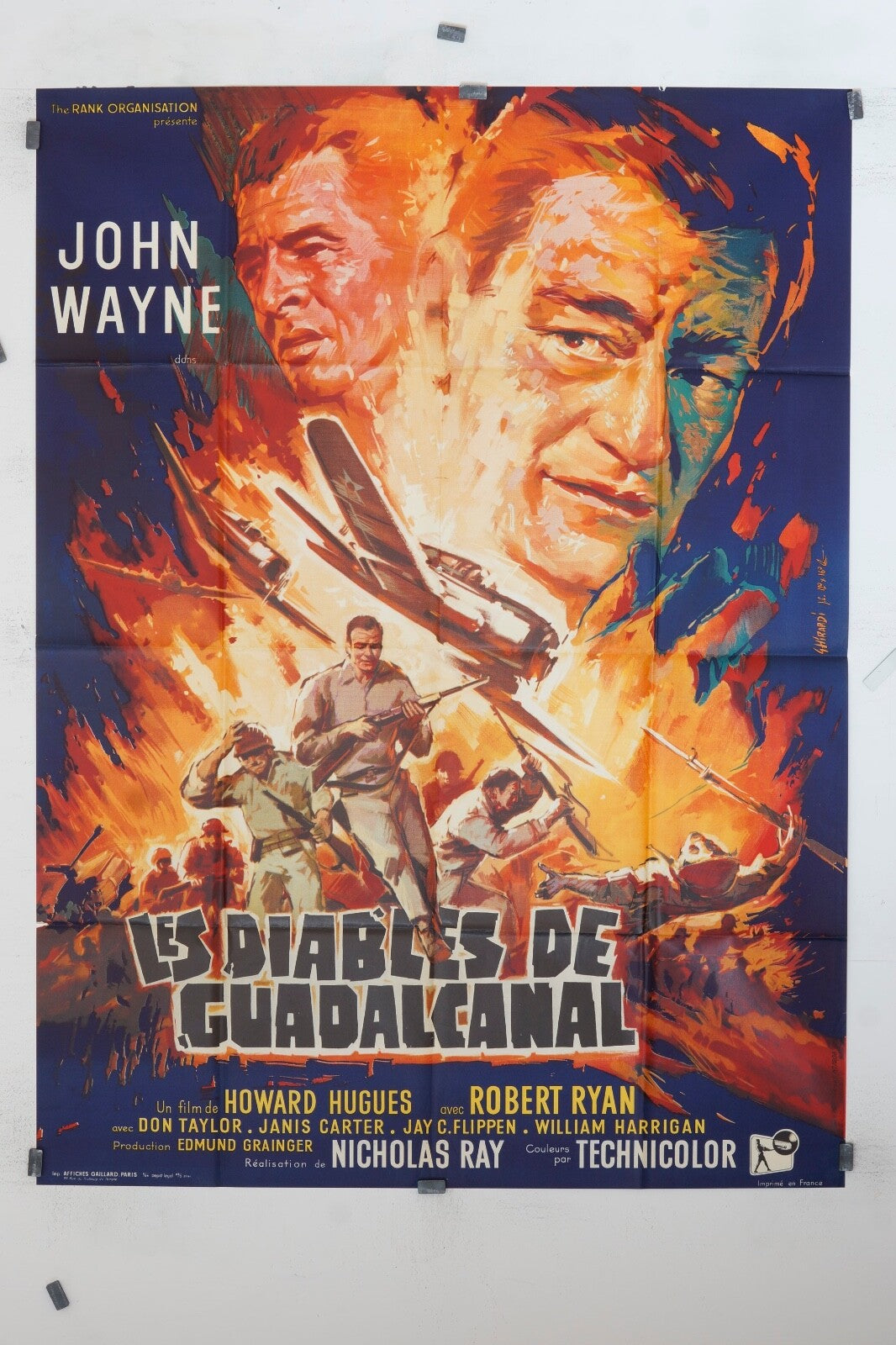 LES DIABLES GUADALCANAL JOHN WAYNE MOVIE POSTER ORIGINAL 120x160