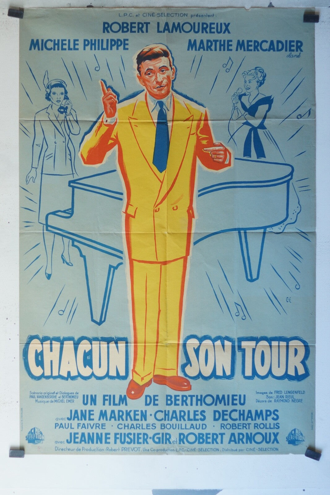 CHACUN SON TOUR ORIGINAL MOVIE POSTER 80x120 Robert Lamoureux , Marthe 