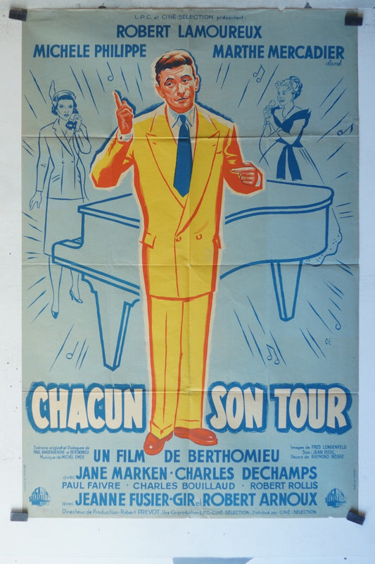 CHACUN SON TOUR ORIGINAL MOVIE POSTER 80x120 Robert Lamoureux , Marthe 