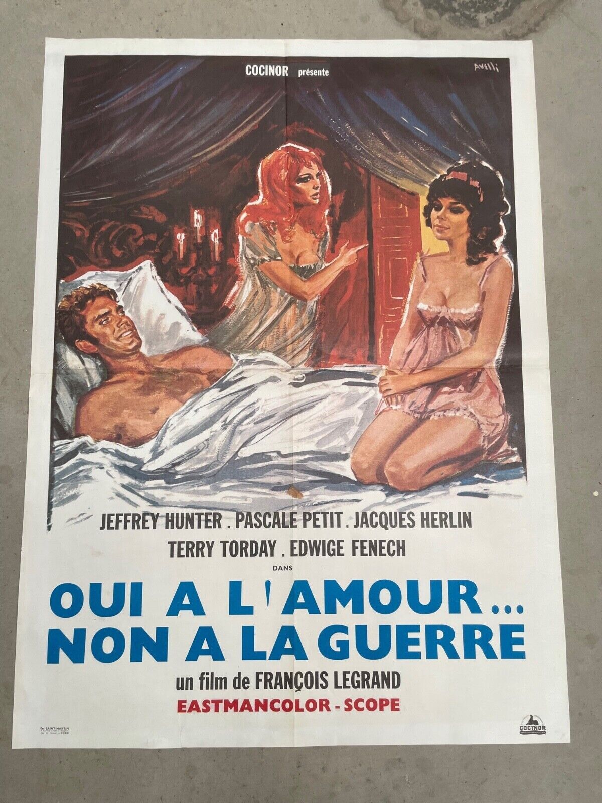 OUI À L’AMOUR NON A LA GUERRE 40x60 ORIGINAL JEFFREY HUNTER