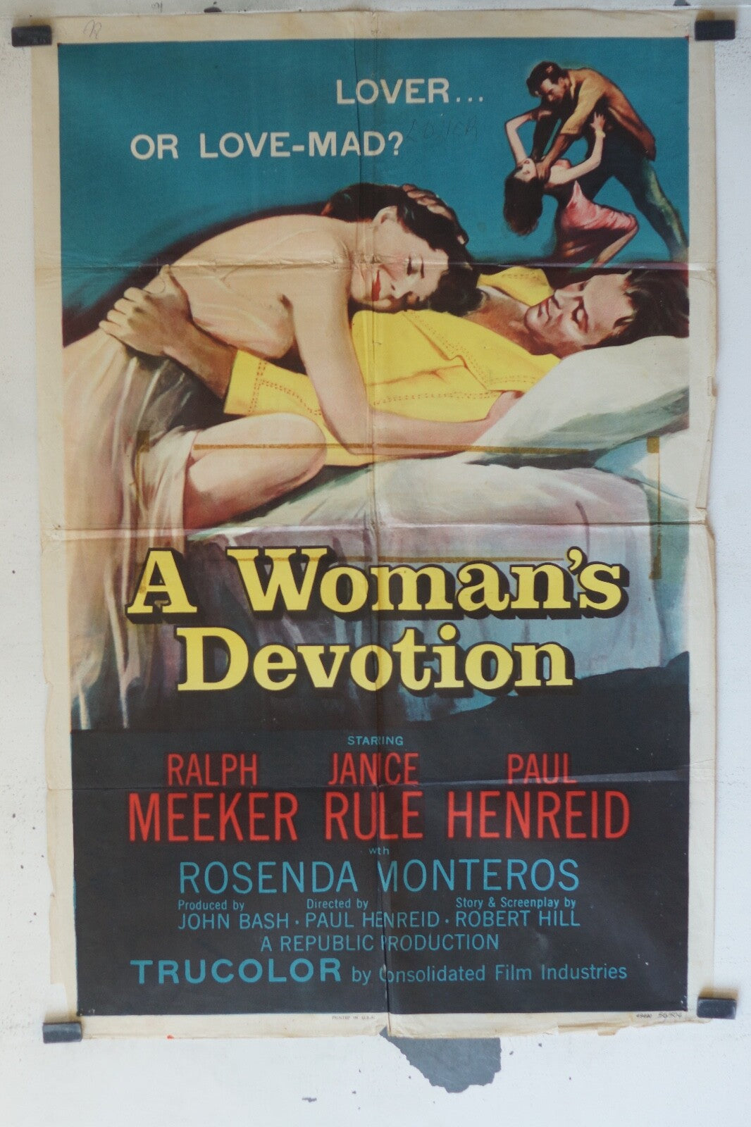 A WOMAN’S DEVOTION MOVIE POSTER ORIGINAL 68x104 Ralph Meeker ,