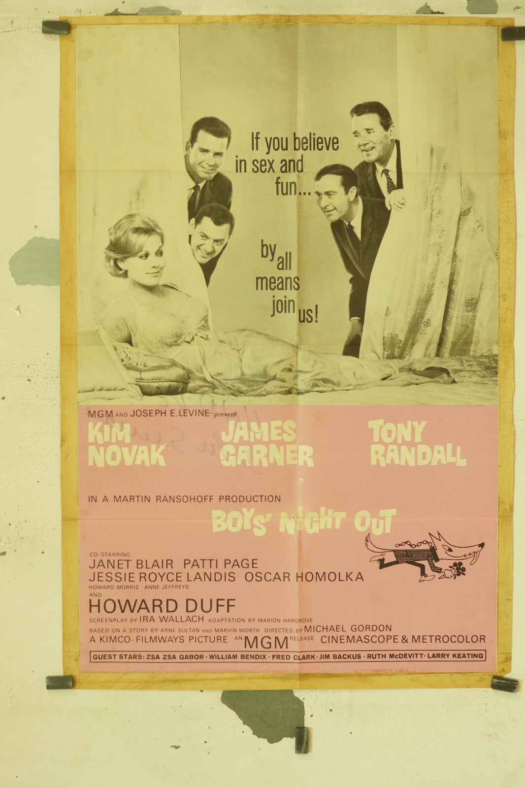 BOY’S NIGHT OUT 70x100 ORIGINAL MOVIE POSTER KIM NOVAK – JAMES GARNER