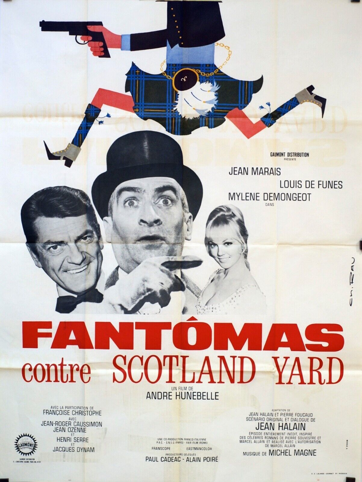 FANTÔMAS CONTRE SCOTLAND YARD Original Movie Poster 120X160 LOUIS DE FUNÈS