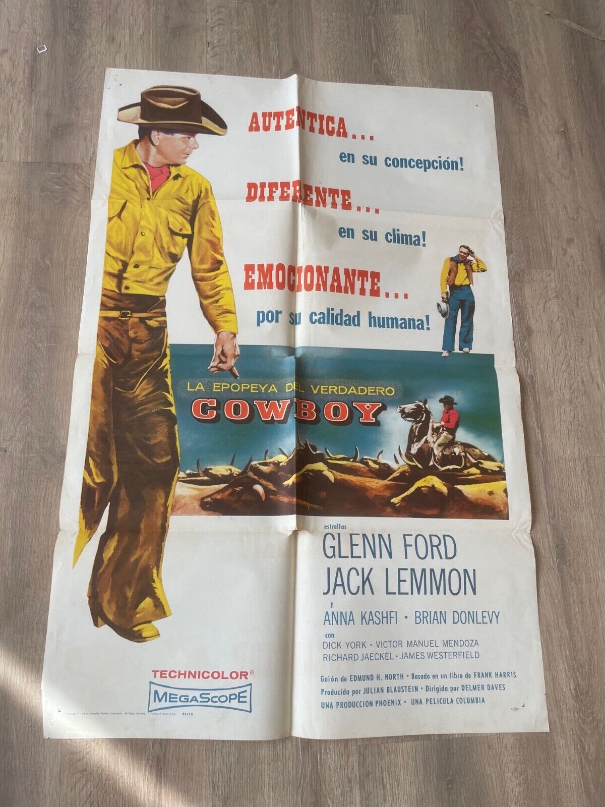 COWBOY 70x100 ORIGINAL MOVIE POSTER GLENN FORD