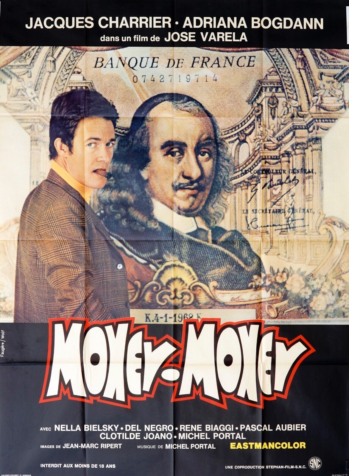 MONEY-MONEY MOVIE POSTER ORIGINAL 120X160 JACQUES CHARRIER