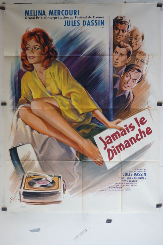 JAMAIS LE DIMANCHE movie poster ORIGINAL 120x160 , Jules Dassin 
