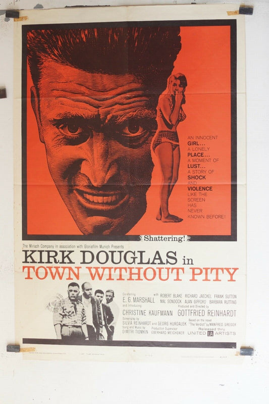 TOWN WITHOUT PITY ORIGINAL MOVIE POSTER (69x103), Kirk Douglas 