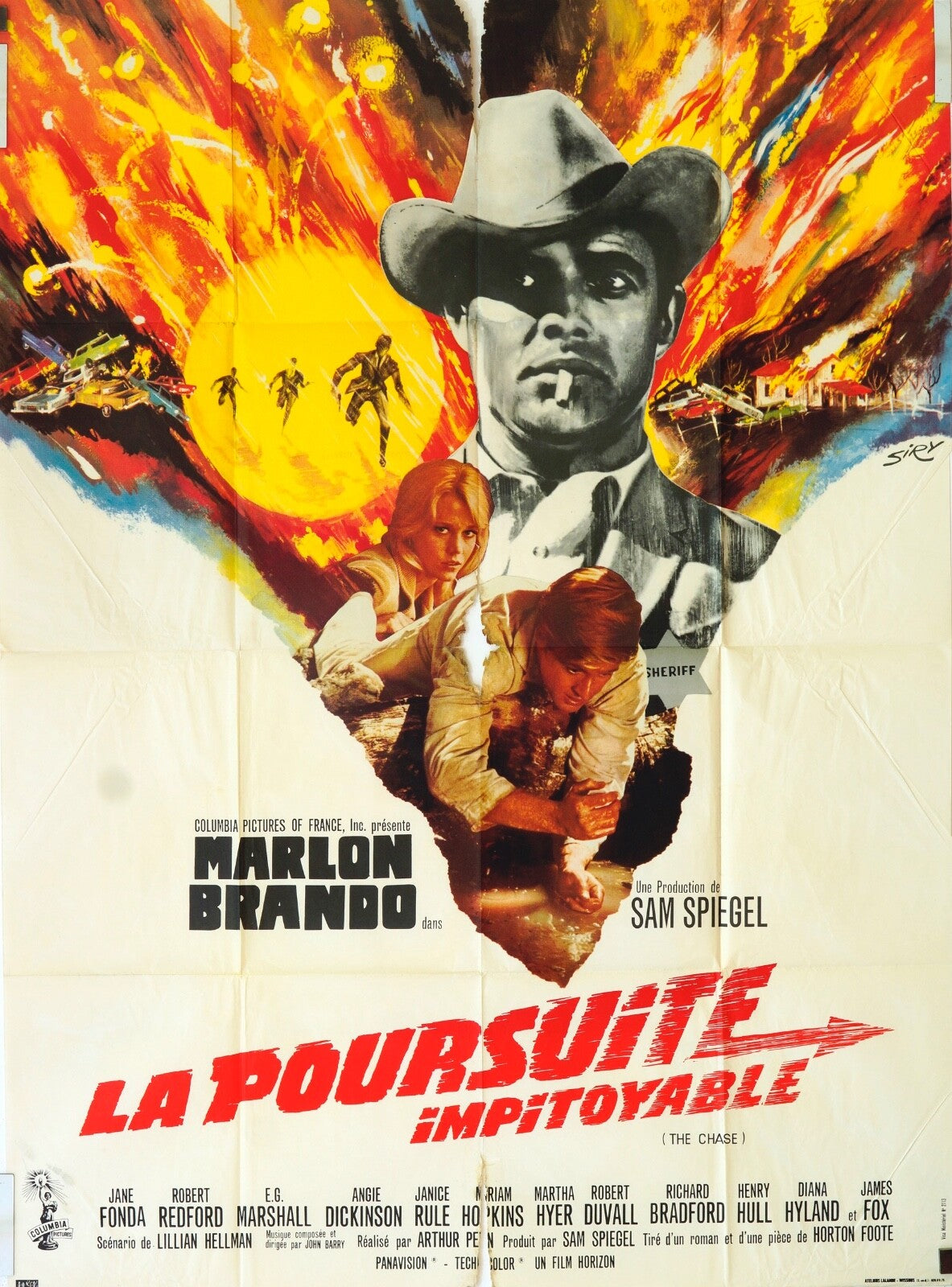 LA POURSUITE IMPITOYABLE MOVIE POSTER ORIGINAL 120x160 MARLON BRANDO