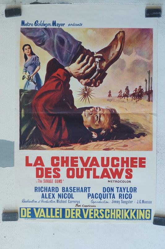 LA CHEVAUCHÉE DES OUTLAWS (BELGE) MOVIE POSTER ORIGINAL 36 X 54 RICHARD BESEH