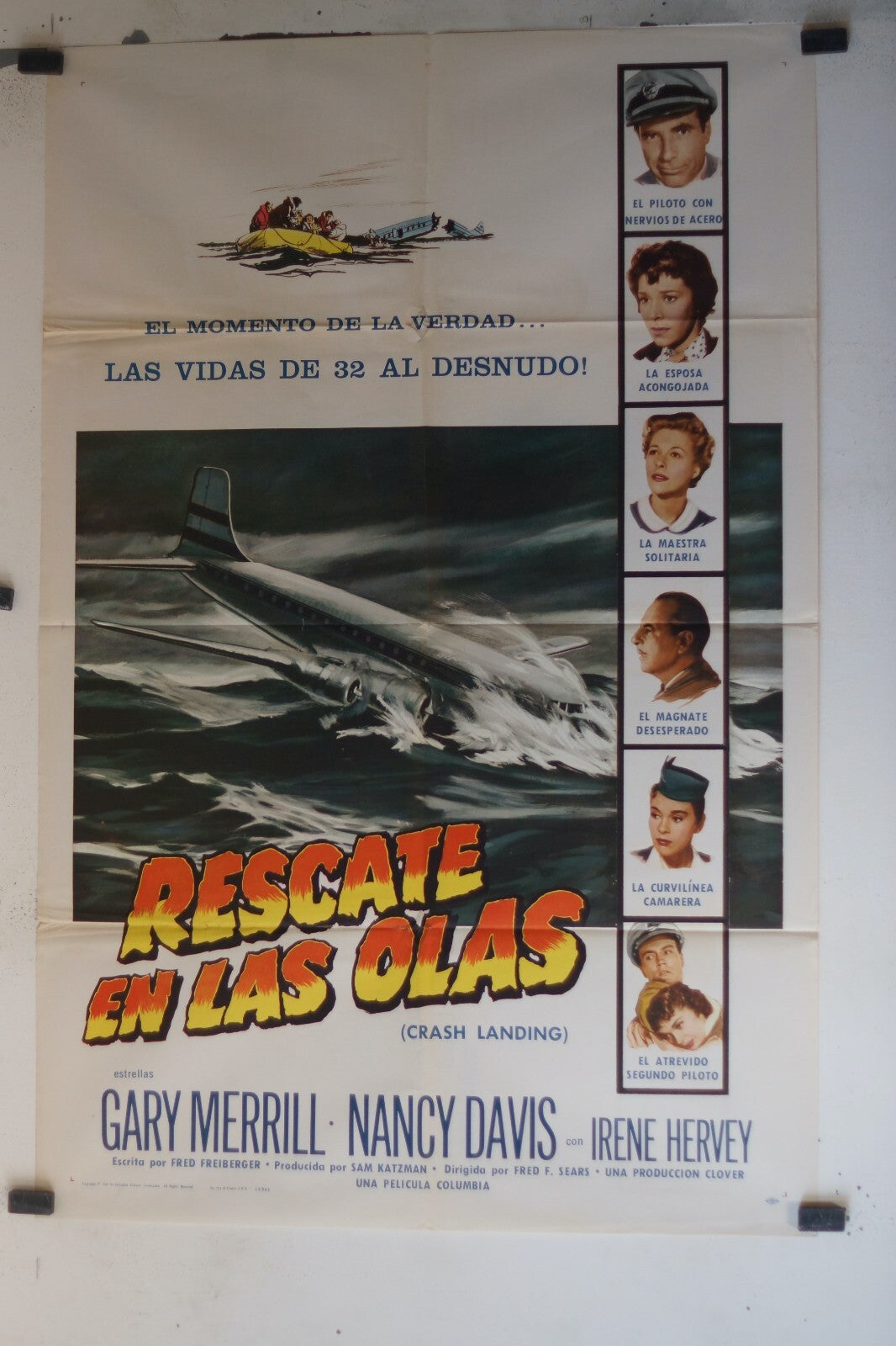 RESCATE EN LAS OLAS (70X100) ORIGINAL MOVIE POSTER PETER GARY MERRILL – NANCY