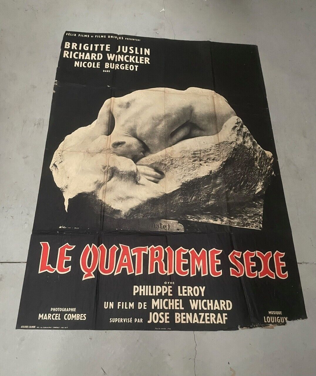 LE QUATRIÈME SEXE, PHILIPPE LEROY,  MOVIE POSTER ORIGINAL SUR KRAFT 120X160