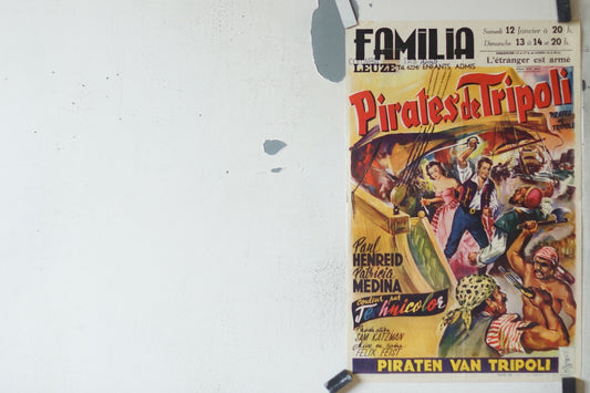  PIRATES DE TRIPOLI (BELGE) POSTER ORIGINAL 55x36 Paul Henreid 