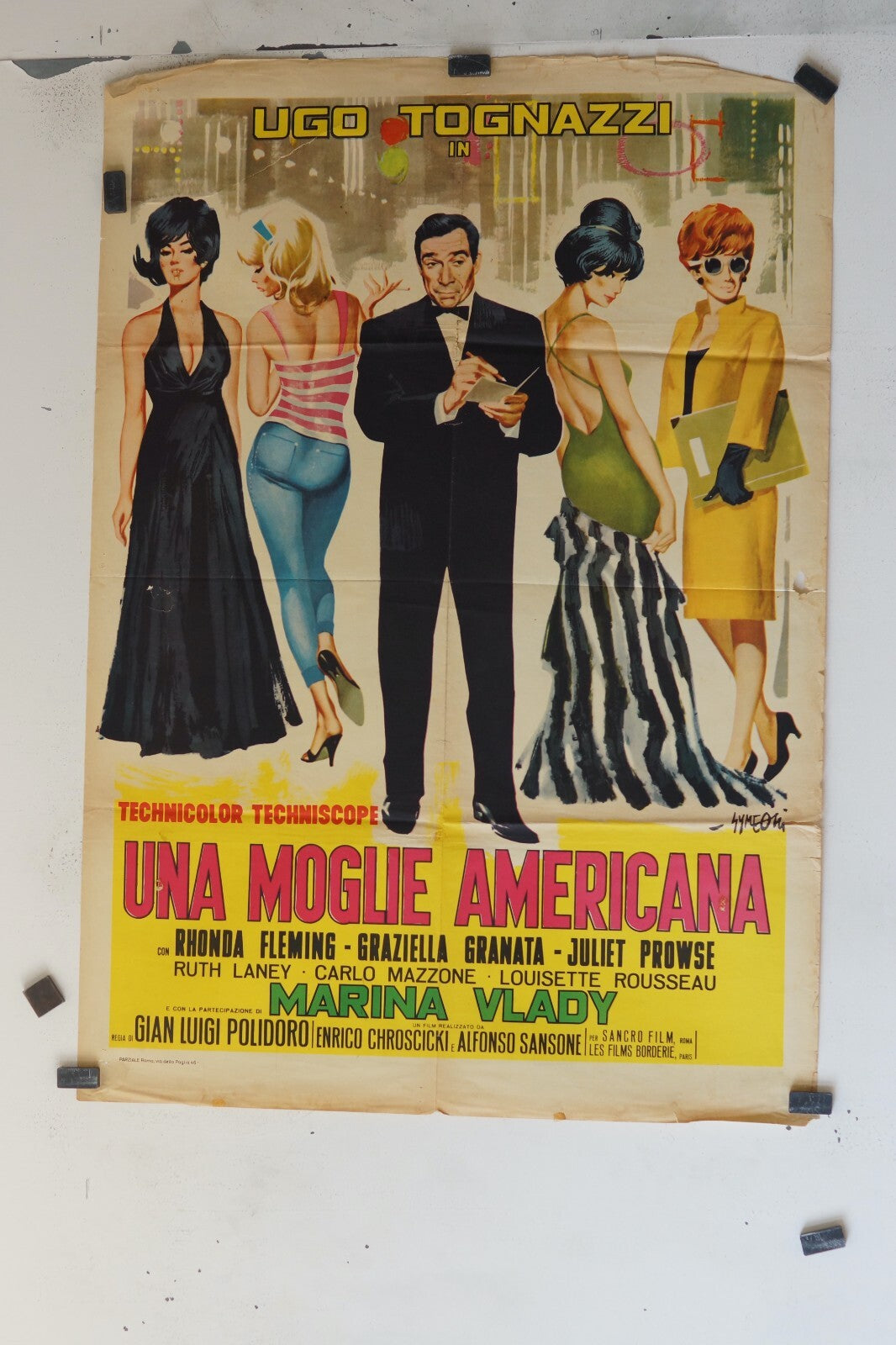 UNA MOGLIE AMERICANA (70X100) ORIGINAL MOVIE POSTER RHONDA FLEMING – UGO TOGNAZ