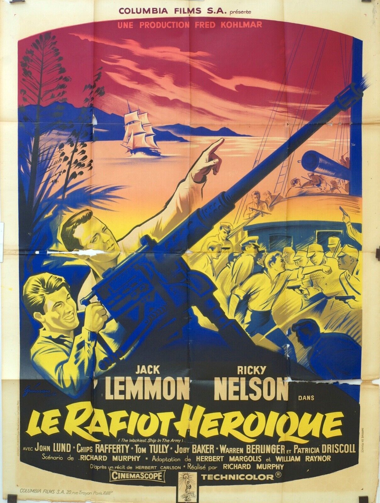 LE RAFIOT HÉROÏQUE POSTER ORIGINAL 120x160  JACK LEMMON