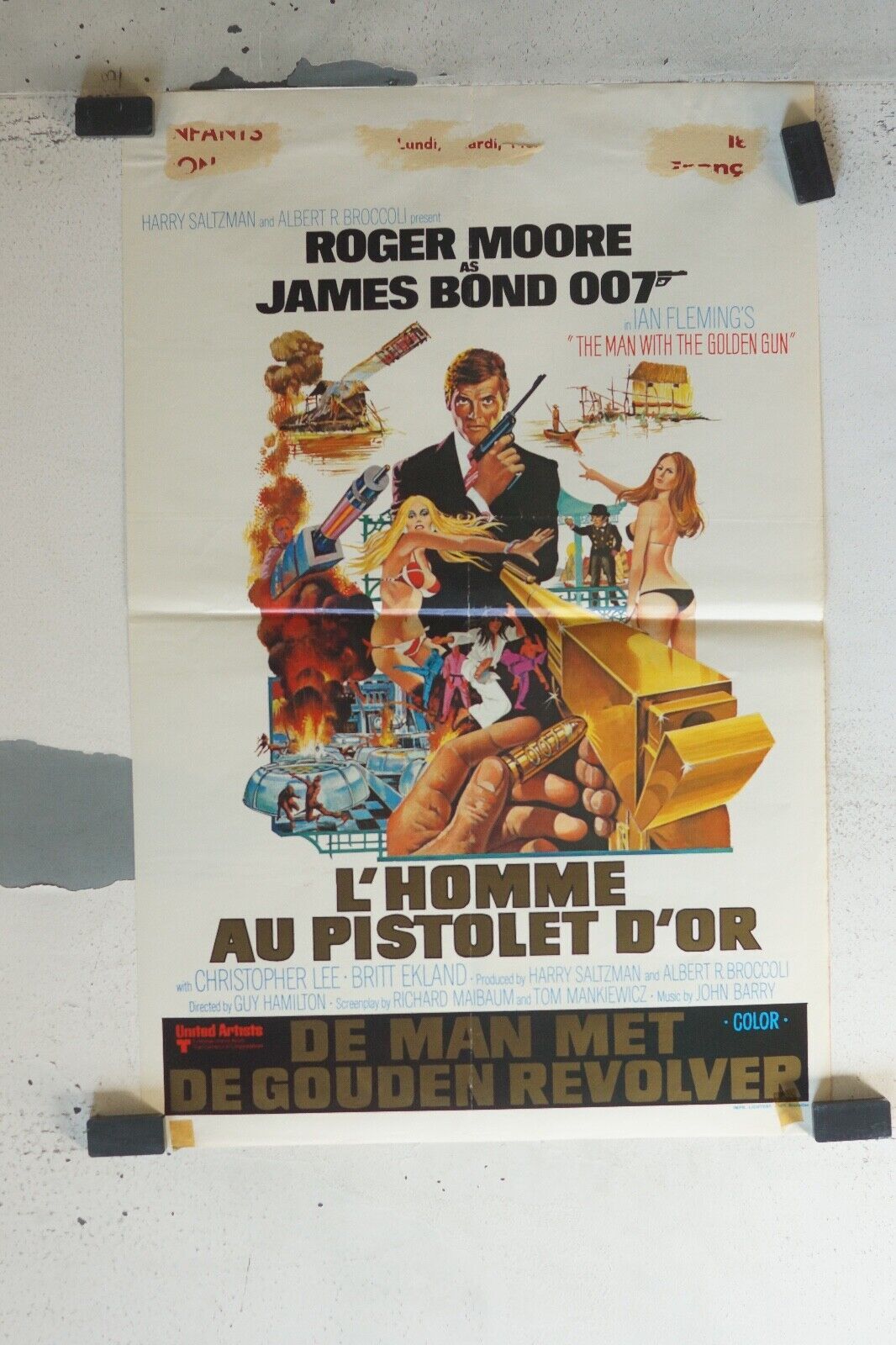 L’HOMME AU PISTOLET D’OR, JAMES BOND 007 MOVIE POSTER ORIGINAL (55X37) MOORE